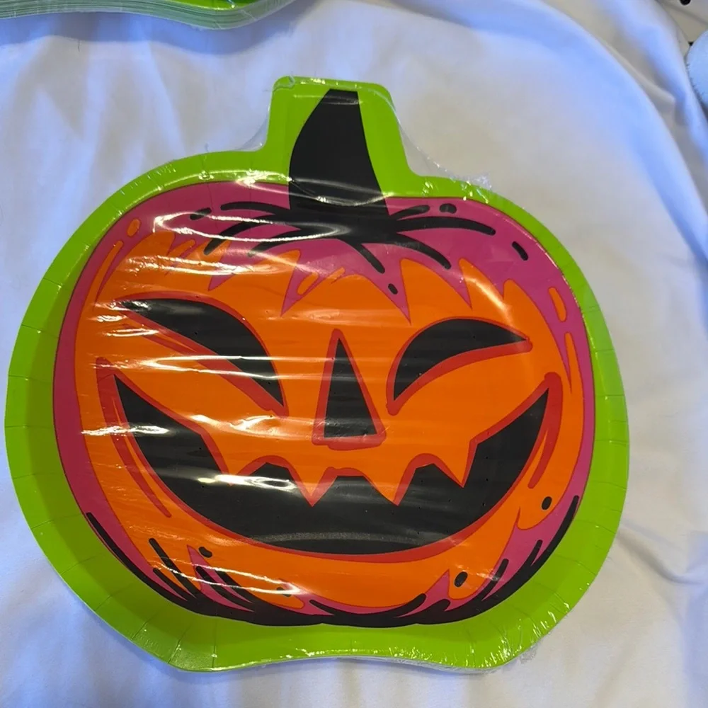 Pumpkin Halloween Disposable Plates Orange 8.6x8.5 20ct sealed, 3 packs